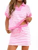 Comercio Exterior de Amazon Transfronterizo Europeo y Americano 2026 Camisa Polo Casual de Manga Corta con Cuello en V Rayas Falda Corta Ropa Deportiva con Pantalones Cortos