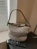 Bolsa de Palha Tecida de Verão Transfronteiriça para Mulheres 2026 Novo Estilo Vazada de Ombro Único Estilo Pastoral Estilo Preguiçoso Bolsa de Palha Estilo Balde Transversal