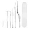 Conjunto de Seis Peças para Limpeza de Ouvido em Aço Inoxidável Conjunto Portátil de Limpeza de Ouvido Espiral Ferramenta para Limpeza de Ouvido Ferramenta para Limpeza de Ouvido de Cabeça Dupla