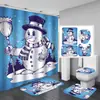 Cortina de Chuveiro para Banheiro com Rena de Natal Azul, Impermeável e Resistente a Mofo, Cortina de Chuveiro Espessa para Melhorar a Atmosfera, Fornecida Diretamente pelo Fabricante