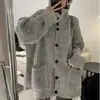 Abrigo suéter de Amazon transfronterizo, estilo casual y relajado, para mujer, nueva colección otoño/invierno, diseño de color liso, cárdigan tejido
