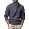 2025 Comercio Exterior Transfronterizo Otoño e Invierno Moda Masculina Europea y Americana Cuello Alto Botón Diagonal Suéter Pulóver Casual de Punto para Hombre