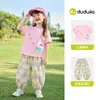 Conjunto de Verão Duas Peças para Meninas Dudu's Children's Clothing, Roupa de Verão para Meninas, Calça Repelente de Mosquitos Física, Conjunto Moderno de Manga Curta para Bebê
