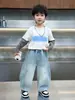 2128 Jeans para Niños Otoño 2026 Nuevo Estilo Coreano Pantalones Curvos de Moda para Niños Primavera y Otoño Pantalones Largos Casuales