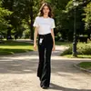 Jeans Negros Vintage Transfronterizos con un Estilo Urbano, Corte Delgado, Estilo Americano, Versátiles, Pantalones Ligeramente Acampanados