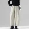 Pantalones de maternidad, pantalones balloon de espiga sueltos de cachemir, nuevos pantalones cropped de pierna ancha color café para primavera y otoño 2026