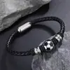 Pulsera de acero inoxidable personalizada para hombre al por mayor europea y americana AML, estilo deportivo pulsera de cordón de cuero tejido Copa del Mundo fútbol
