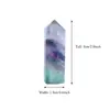 E-commerce mineração quente cristal fluorita multicolorida prisma hexagonal fluorita escura cristal listra verde roxa coluna pontiaguda única decoração de energia