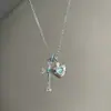 Colar com Pingente Cruz Coração de Zircônia Doce Cool Personalidade de Nicho Menina Versátil Corrente Clavícula Colares Simples e Modernos