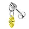 Brincos de Titânio F136 com Zircônia Bullet e Pingente Marquise Joias para Piercing Pregos de Barra Reta para Osso da Orelha para Mulheres