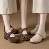 Zapatos planos casuales estilo retro, de punta fina, punta poco profunda, colección otoño 2026, tacón de cuña, suela gruesa, que aumentan la altura, zapatos de mujer estilo Birkenstock