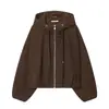 Comércio Exterior Transfronteiriço Roupas Femininas Estilo Europeu e Americano Moda Versátil Com Capuz Solta Zíper Jaqueta Moletom Roupa Externa 3046100
