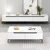 Gabinete de TV de Laje de Rocha de Luxo Leve Mesa de Centro Simples Moderna para Sala de Estar Combinação de Gabinete de TV Gabinete de Chão de Madeira Maciça Novo para Apartamento Pequeno