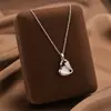 Comercio Exterior de Amazon Venta Caliente Collar de Acero de Titanio Temperamento Femenino Circonita Microincrustada Personalidad Cadena para Clavícula de Alto Sentido Colección Joyería