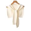 Lenço listrado de lã exterior xale feminino inverno de uso duplo ombro tricotado coreano nova primavera e outono cor sólida fino colarinho falso