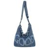 Cross-border nova bolsa jeans feminina vintage lavado jeans carta casual bolsa crossbody moda estudante bolsa de ombro de lona