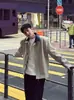 Chamarra de Trabajo para Hombre con Cuello Campana, Bloques de Color, Estilo Nuevo Otoño Invierno, Americana de Alta Gama, Corte Limpio, Chaqueta Superior, Ropa de Abrigo