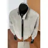 Jaqueta de couro curta versátil de cor sólida estilo retrô americano para outono e inverno, casaco masculino moderno estiloso retrô com gola alta