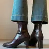 Botas finas de moda con punta cuadrada, botines de tacón alto para ir al trabajo, botas de moda, botas cortas elásticas adelgazantes de cuero suave, nuevo modelo 2026