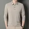 Bestseller de live streaming: Camisa polo masculina de manga comprida, coleção de outono, elegante e casual, cor sólida, adequada para uso profissional e no dia a dia