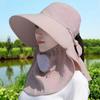 Chapéu feminino primavera e verão chapéu de sol proteção UV proteção solar proteção de pescoço algodão e linho aba grande proteção solar chapéu seco trabalho agrícola chapéu coleção chá