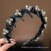 Tiara de Strass Light Luxury para Mulheres Estilo Coreano Gaze de Seda com Dentes Moda Elegante Versátil Presilha de Cabelo Acessório de Cabeça Alto para Crânio