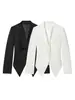 Moda Europea y Americana Transfronteriza para Mujeres: Elegante Blazer Asimétrico de Corte Ajustado con Cinturón de Corbata y Cuello en V