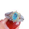 Anillo nuevo plata 925 incrustado con apatito natural London Lantuopa diamante 4*6 anillo femenino vivo transfronterizo deseo