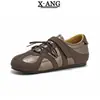 Sapatos de Treino Alemães Estilo Ballet em Couro Genuíno Sapatos Femininos 2026 Outono Novo Versátil Solado Macio Sapatos Forrest Gump Sapatos Esportivos Casuais