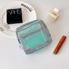 Bolsa de malla de color para tofu, ligera, de malla roja, para guardar artículos diversos de escritorio, portátil, pequeña, cuadrada, para estudiantes