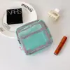 Bolsa de Tofu con Cuadrículas de Colores Ins Bolsa Ligera de Malla para Labiales Bolsa de Escritorio para Artículos Varios y Cosméticos Bolsa Pequeña Cuadrada Portátil para Estudiantes