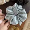 Anillo para el Pelo del Intestino Grueso con Punto de Ola Perlado Tamaño Super Grande Luz Brillante Cuerda para el Pelo de Bola de Cola de Caballo Baja Cuerda para el Pelo Accesorios Coreanos para el Cabello para Mujeres