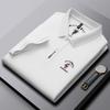Verão Novo Pullover Bordado Lapela Manga Curta Diário Casual Spot Middle-aged Business Moda Solid Color Camisa Polo para Homens