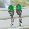 Pendientes de Calcedonia de Hielo de Color Natural Incrustados al por Mayor, Pendientes, Tendencia Nacional Hielo Alto Fulu Hielo Transparente Suministro en Vivo