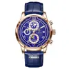 LIGE Nuevo Reloj de Cuarzo para Hombre con Tres Ojos y Seis Manos Transfronterizo, Elegante Multifuncional Resistente al Agua