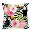 Funda de Almohada de Peluche Estilo Ins con Estampado Digital de Planta Verde y Flores Serie Floral de Verano Funda de Cojín para Sofá Coche Transfronterizo