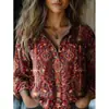 2026 Comércio Exterior Transfronteiriço Europeu e Americano Roupas Femininas Primavera e Verão Nova Camisa Casual Estampada de Manga Três Quartos Cardigã Mais Vendido para Mulheres