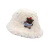 Lindo Oso de Peluche con Sombrero de Pescador para Mujer, Sombrero de Cubo Cálido para Otoño e Invierno con Circunferencia de Cabeza Grande, Engrosado y de Tacto de Alta Gama