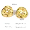 Pendientes Cuadrados Geométricos Clásicos de Acero Inoxidable Estilo Ins Europeo y Americano Pendientes Retorcidos con Patrón Acolchado Pendientes de Oro de 18K que No se Desvanecen