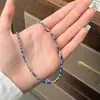 Moda Europeia e Americana Retrô Simples Elegante Versátil Colar de Contas Lápis Lazúli Corrente de Clavícula Empilhada de Luxo Leve de Alta Qualidade para Mulheres