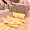 Cuchillo ondulado para patatas de diente de lobo de corte comercial multifuncional, cuchillo para cortar patatas Langya engrosado de grano profundo para uso doméstico, cuchillo elegante para patatas fritas