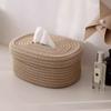Caja de Papel Tejida con Cuerda de Algodón Nórdica Creativa al por Mayor para Mesa de Café Escritorio con Tapa Caja Sencilla Japonesa para Guardar Servilletas