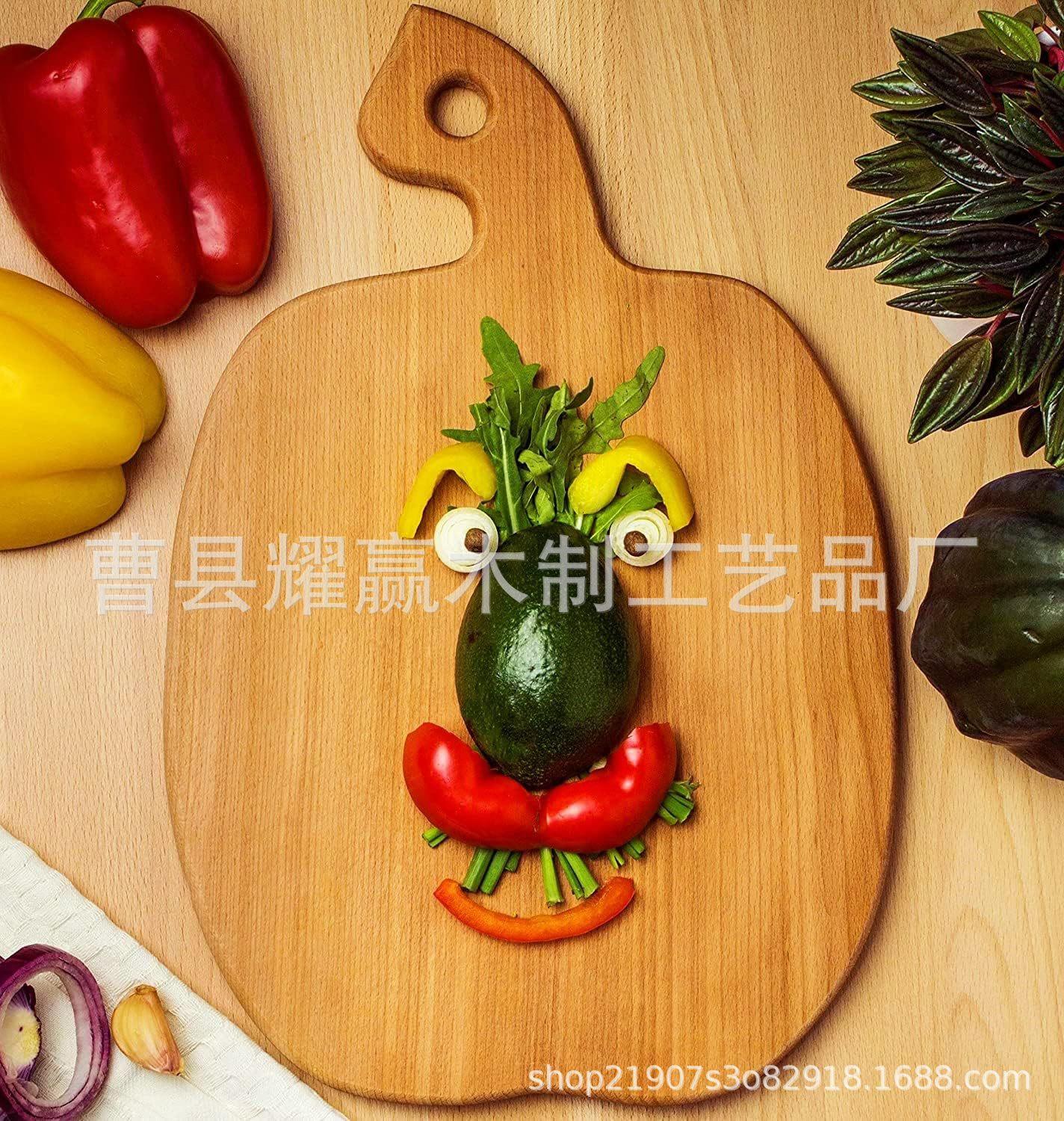 日式榉木菜板创意带手柄苹果菜板木制芝士奶酪板厨房披萨板面包板