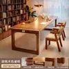 Escritorio de Madera Maciza para Sala de Estar, Mesa de Lectura y Estudio, Escritorio Doble para Uso Doméstico, Escritorio que se Puede Usar en la Sala de Estar, Estación de Trabajo