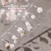 Accesorios para Uñas Camelia Popular Rosa Blanca Tridimensional Flor de Cinco Pétalos Decoraciones Negras y Rojas Estilo Ins