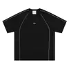 Camiseta Suede Manga Curta Estilo Americano para Homens e Mulheres, Marca Tendência, Modelagem Solta para Casais com Design de Tira Refletiva 3m