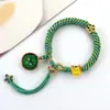 Pulsera Thangka Estilo Tíbet con Cinco Deidades de la Riqueza, Pulsera Tejida a Mano con Tara Verde y Cinco Santos, Pulsera Caja Gahu