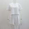 Verão Europeu e Americano Waffled Terno Casual Curto Feminino T-Shirt Crewneck Shorts Top Shorts Sexy Conjunto de Duas Peças para Mulheres
