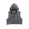 Chaleco de Pesca Funcional para Hombre Rumei Estilo Japonés para Exteriores con Múltiples Bolsillos y Capucha, Chaqueta Corta Deportiva Casual Moderna de Secado Rápido