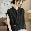 Nuevo Estilo Nacional Chino Personalidad Versátil Top Holgado Tendencia Nuevo Artístico Retro Botón de Rana Doble Gasa Algodón de Bebé Camisa Mujer